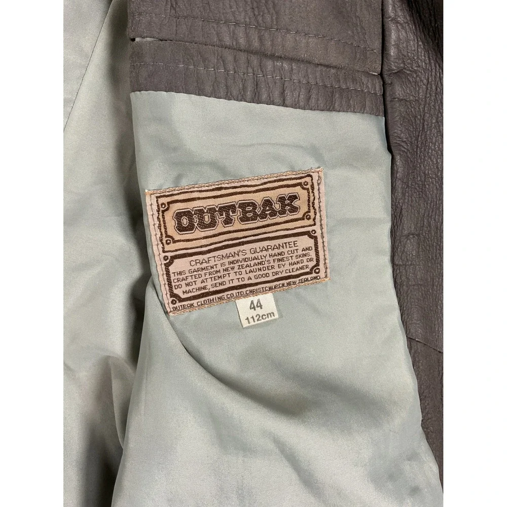 Outbak New Zealand Lamb Nappa Leather Blazer Jacket Grey Thunder Mens 44 Vintage